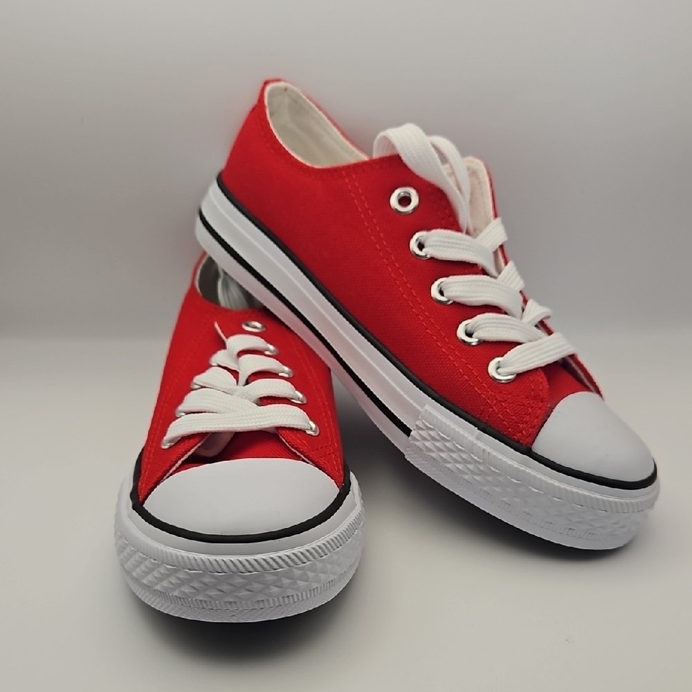 Red Canvas Sneakers with White Laces